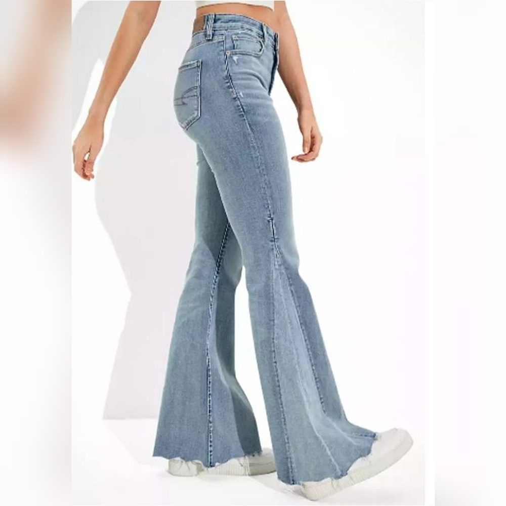 American Eagle Outfitters Light Blue High-Rise Flare Jeans